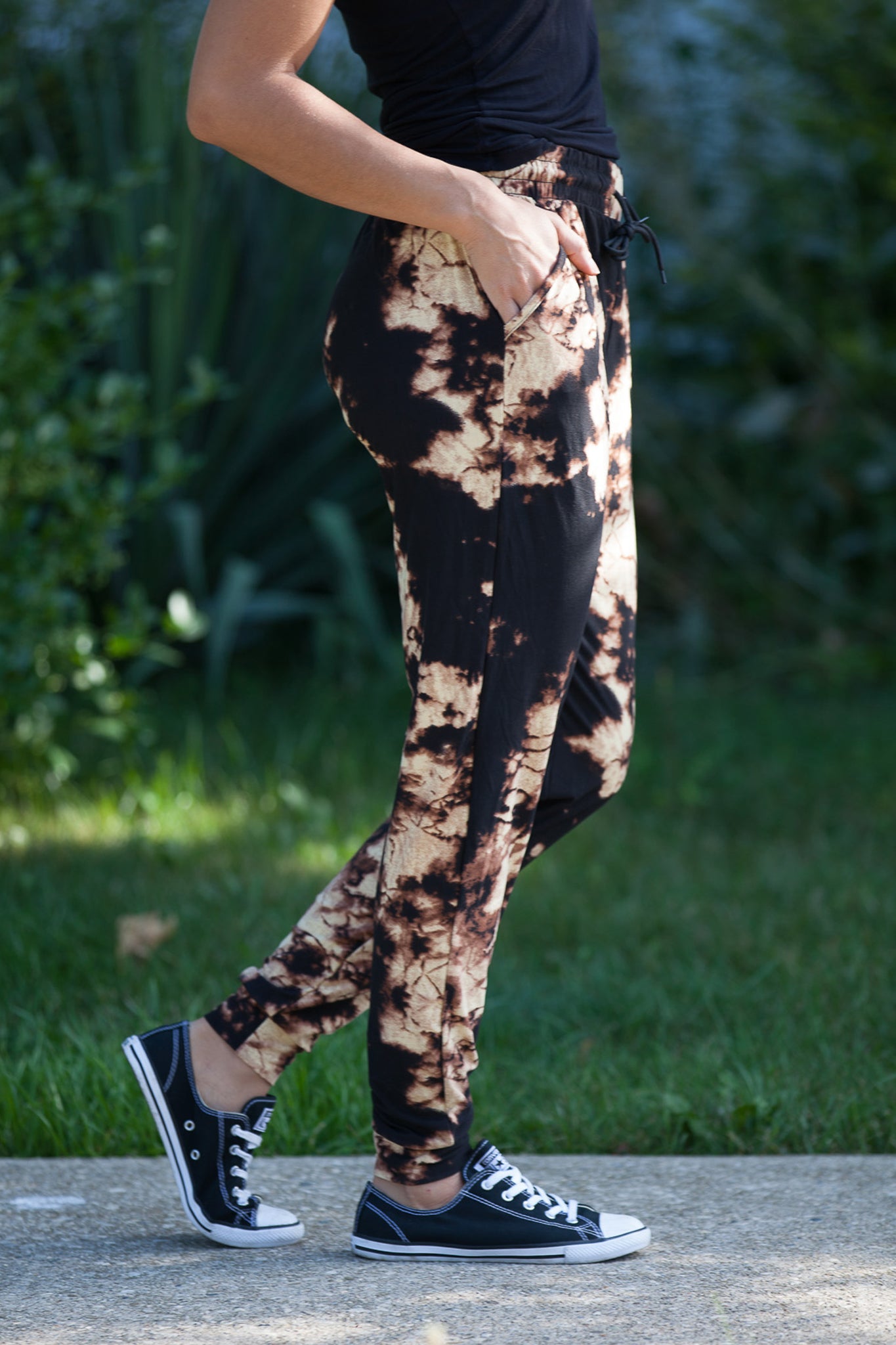 Bleach Tie Dye Joggers for Women - Stylish Comfortable Yoga Pants for Running, Lounge & Casual Wear