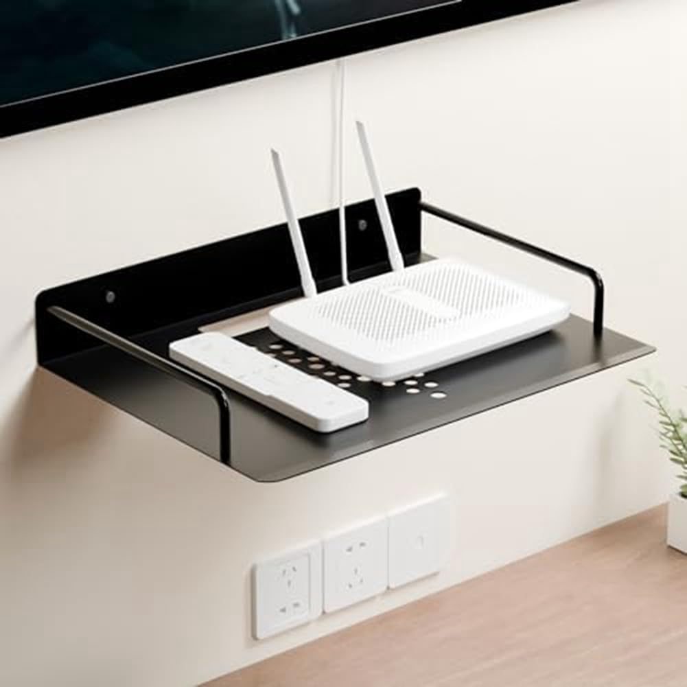 Correa Projector Shelf - Floating Entertainment Center Shelves for DVD Players & Metal Router Racks | Wall Mounted Media Storage Solution for Home Theater & Gaming Setup