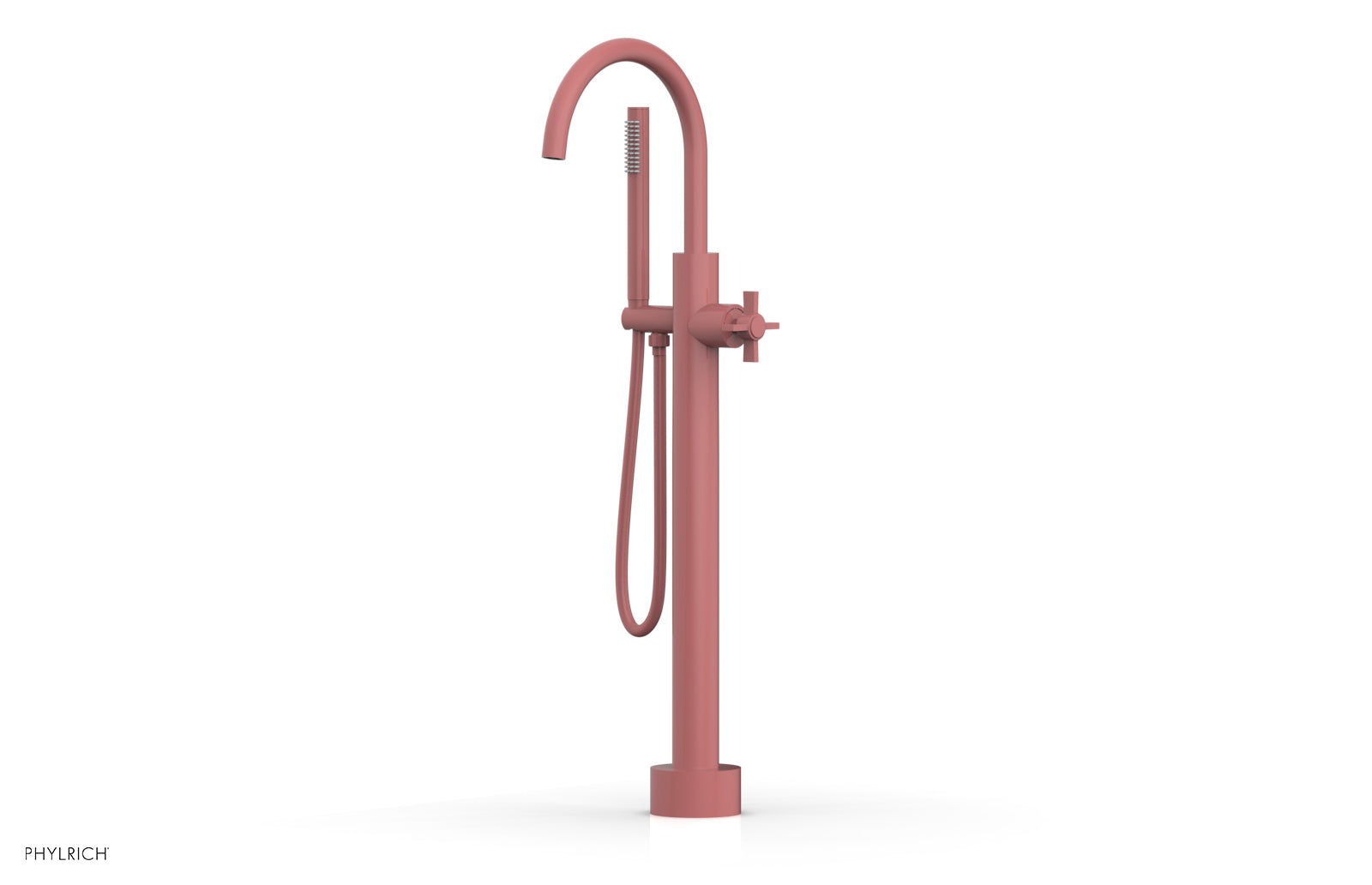 BASIC Low Floor Mount Tub Filler with Cross Handle and Hand Shower - D132 44 03 - Perfect for Modern Bathroom Renovations and Spa-Like Showers