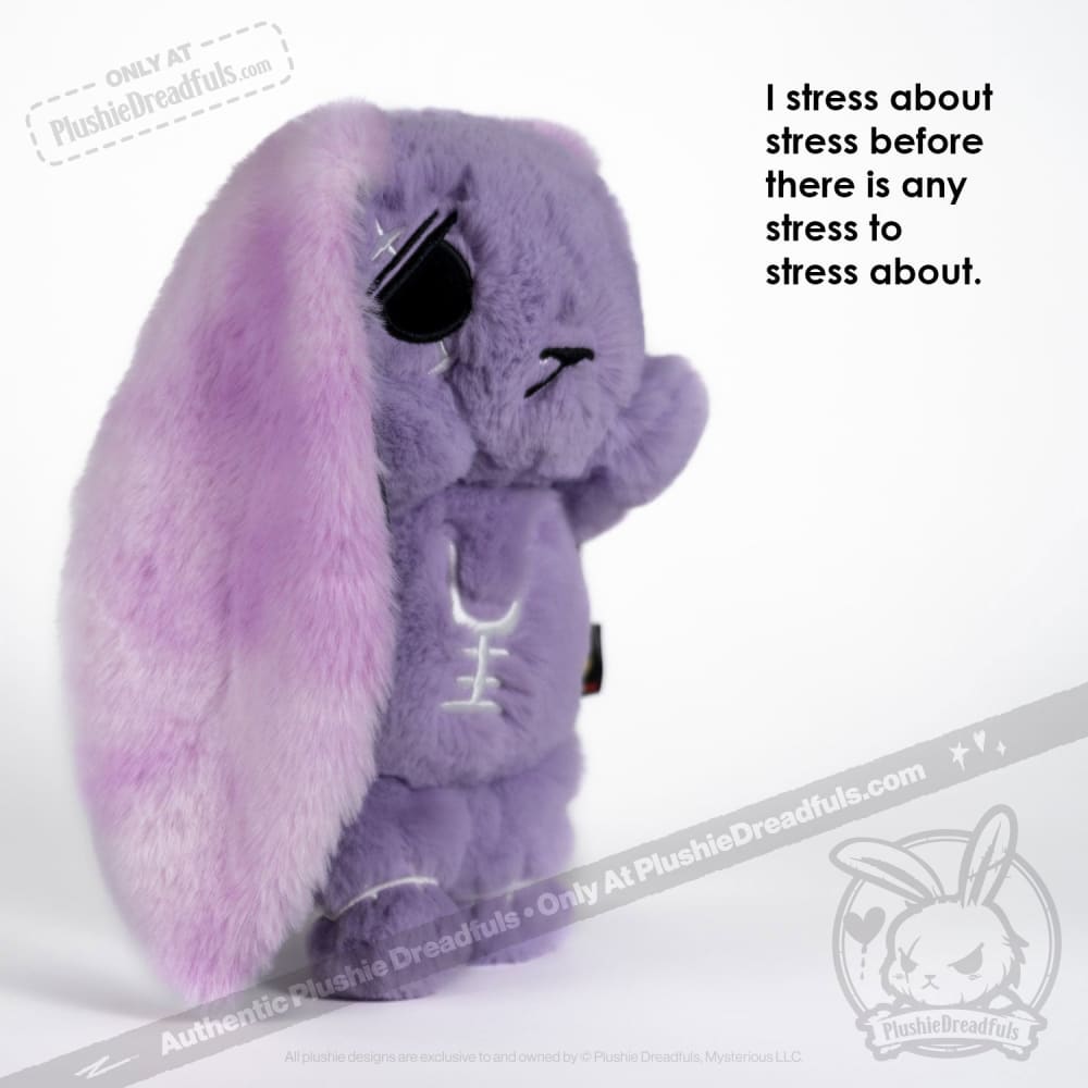 Plushie Dreadfuls Anxiety Rabbit Stuffed Animal - Purple Limited Edition Plush Toy for Stress Relief & Comfort | Perfect for Anxiety Support, Therapy, and Cuddling