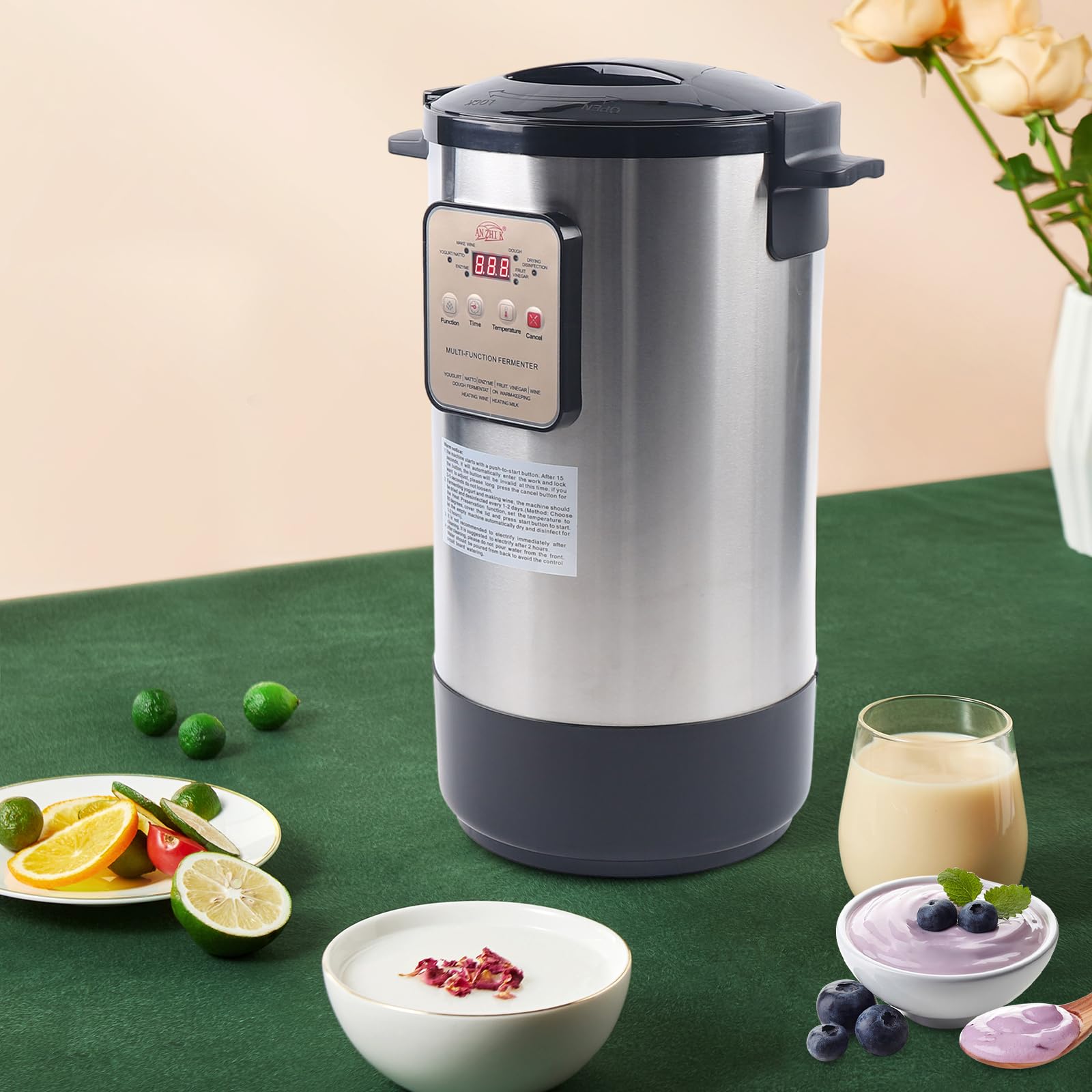 12L Automatic Fermentation Machine with Stainless Steel Inner Pot - Smart Yogurt Maker with Time & Temperature Control - Perfect for Making Yogurt, Cheese, Dough, Fruit Vinegar at Home - Ideal for Kitchen, Bakery & DIY Fermentation Projects