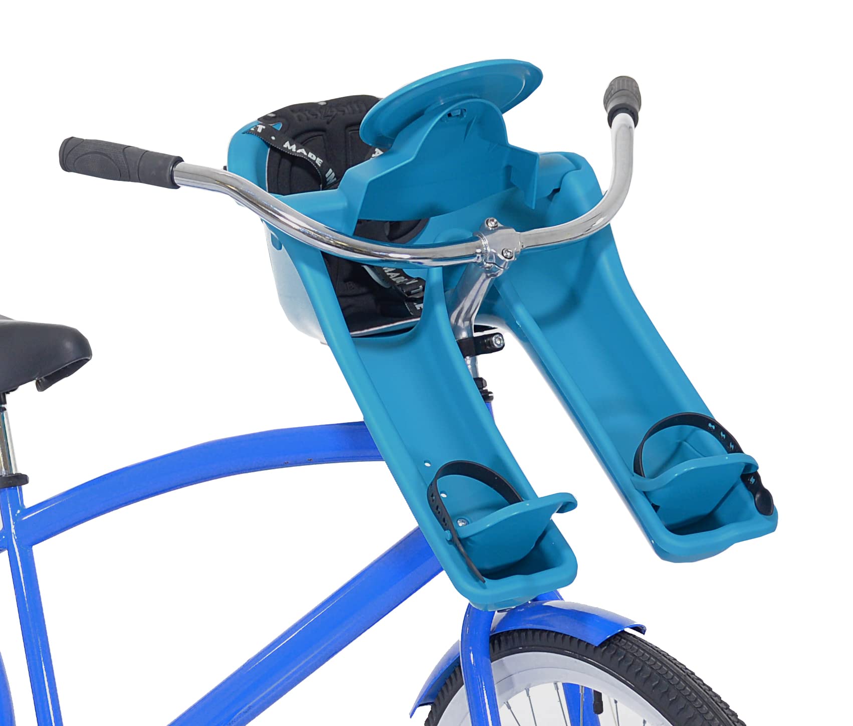 iBert Safe-T-Seat Front Mount Child Bike Seat - Teal Blue, Adjustable Safety Harness for Toddlers 12-40 lbs - Perfect for Family Biking & Outdoor Adventures