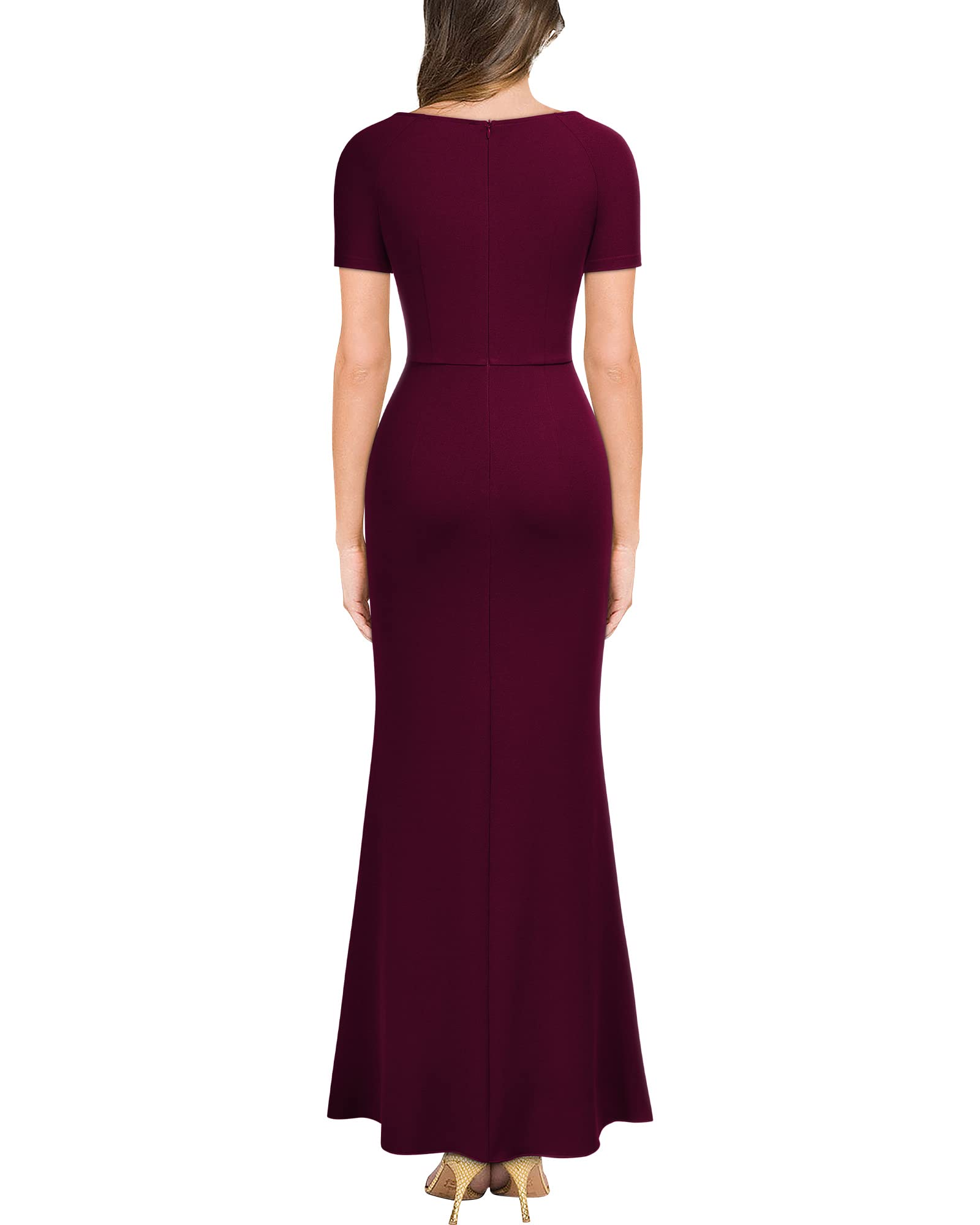 Miusol Women's Deep V-Neck Ruffle Split Evening Prom Long Dress - Elegant Formal Gown for Prom, Homecoming, Cocktail Party & Special Occasions
