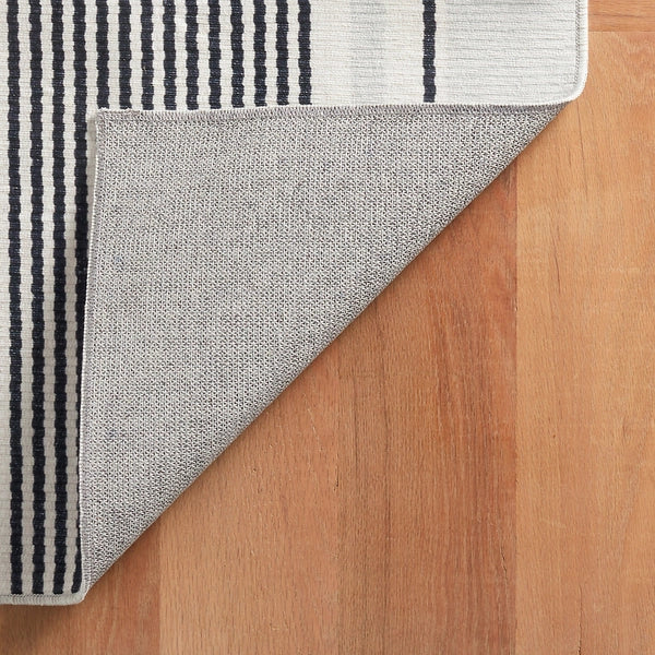 Gunner Stripe Grey Machine Washable Rug - Soft Non-Slip Area Rug for Living Room, Bedroom, Nursery & Office - Easy Clean Home Decor