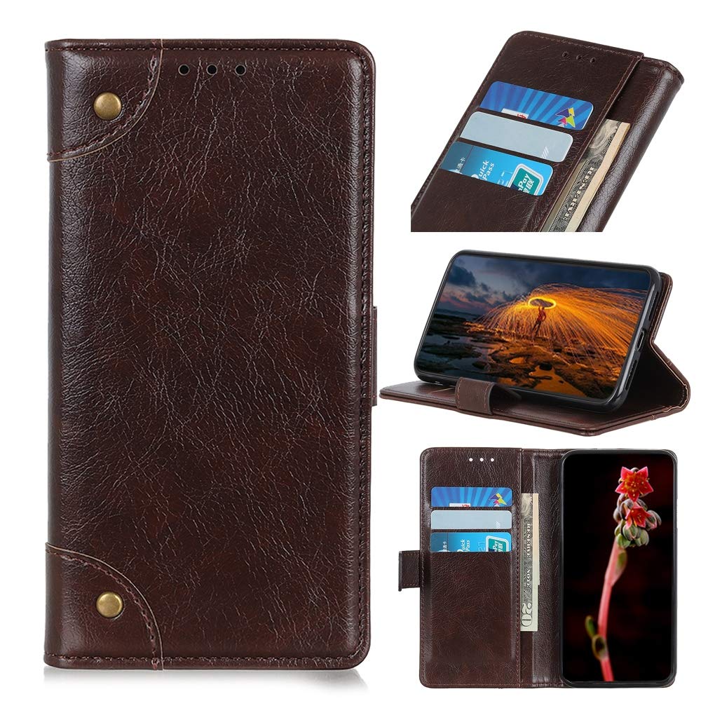 Premium Multi-Functional Leather Wallet Case for Samsung Galaxy A20e - Horizontal Flip Design with Card Slots, Money Holder & Copper Buckle | Nappa Texture | Perfect for Business, Travel & Daily Use (Coffee Black)