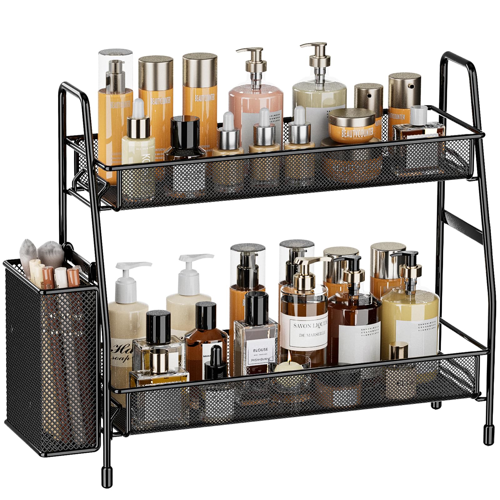 EKNITEY 2-Tier Metal Bathroom Countertop Organizer Shelf - Spice Rack & Makeup Organizer for Perfumes, Cosmetics | Perfect for Sink, Bedroom, Living Room, Kitchen & Office Storage Solutions