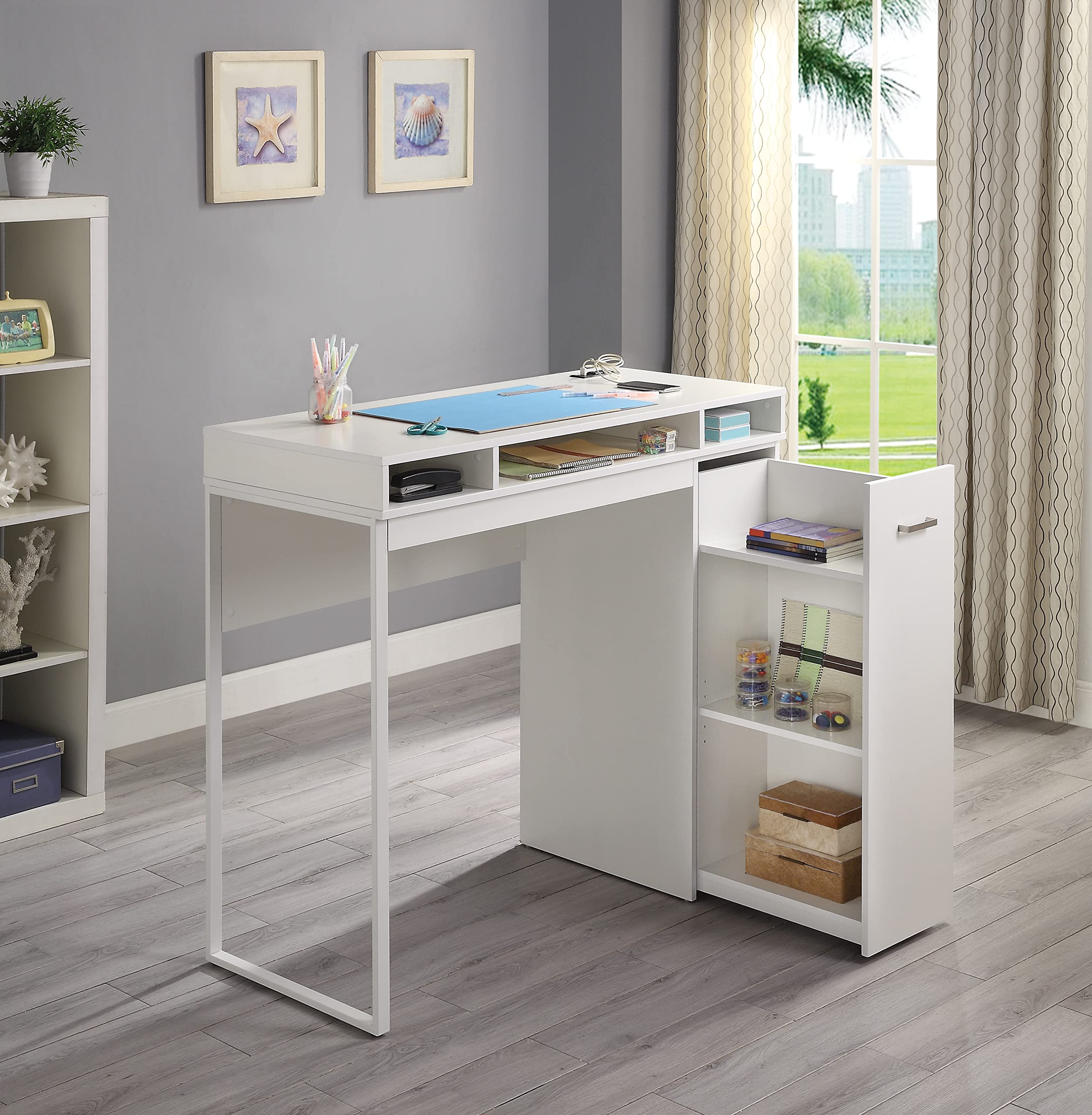 White Ravel Desk with Storage - Home Office & Study Furniture