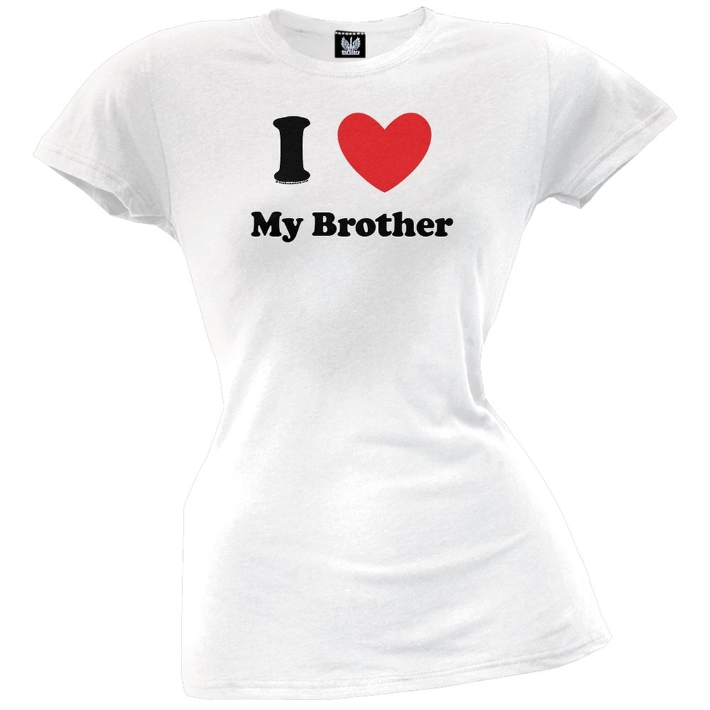 Old Glory Women's 'I Heart My Brother' Junior's T-Shirt - XL White | Comfortable Cotton Tee for Siblings, Family Bonding & Casual Wear
