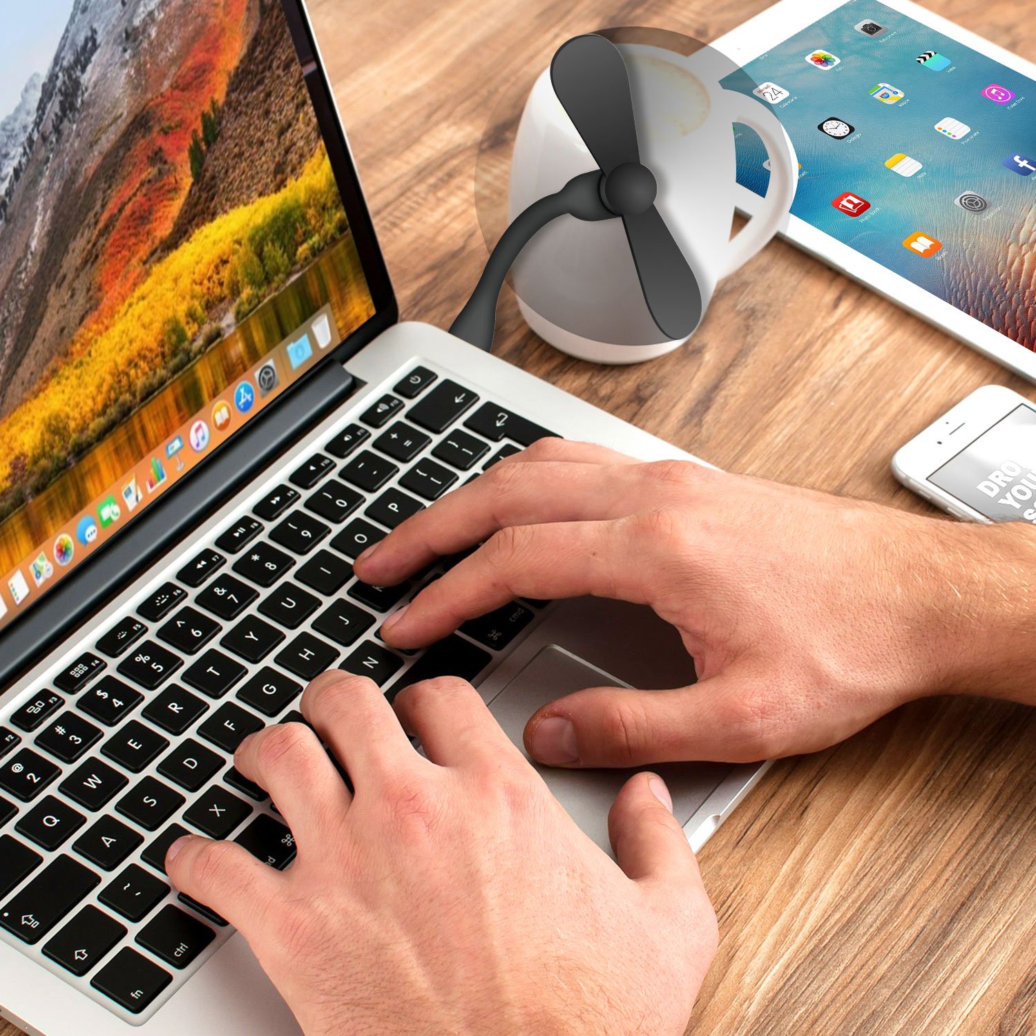 USB-A Port Fan - Portable Compact USB Fan for Laptop, Desktop & Travel | Lightweight Mini USB Fan with Flexible Arm | Perfect for Office, Home & Outdoor Use