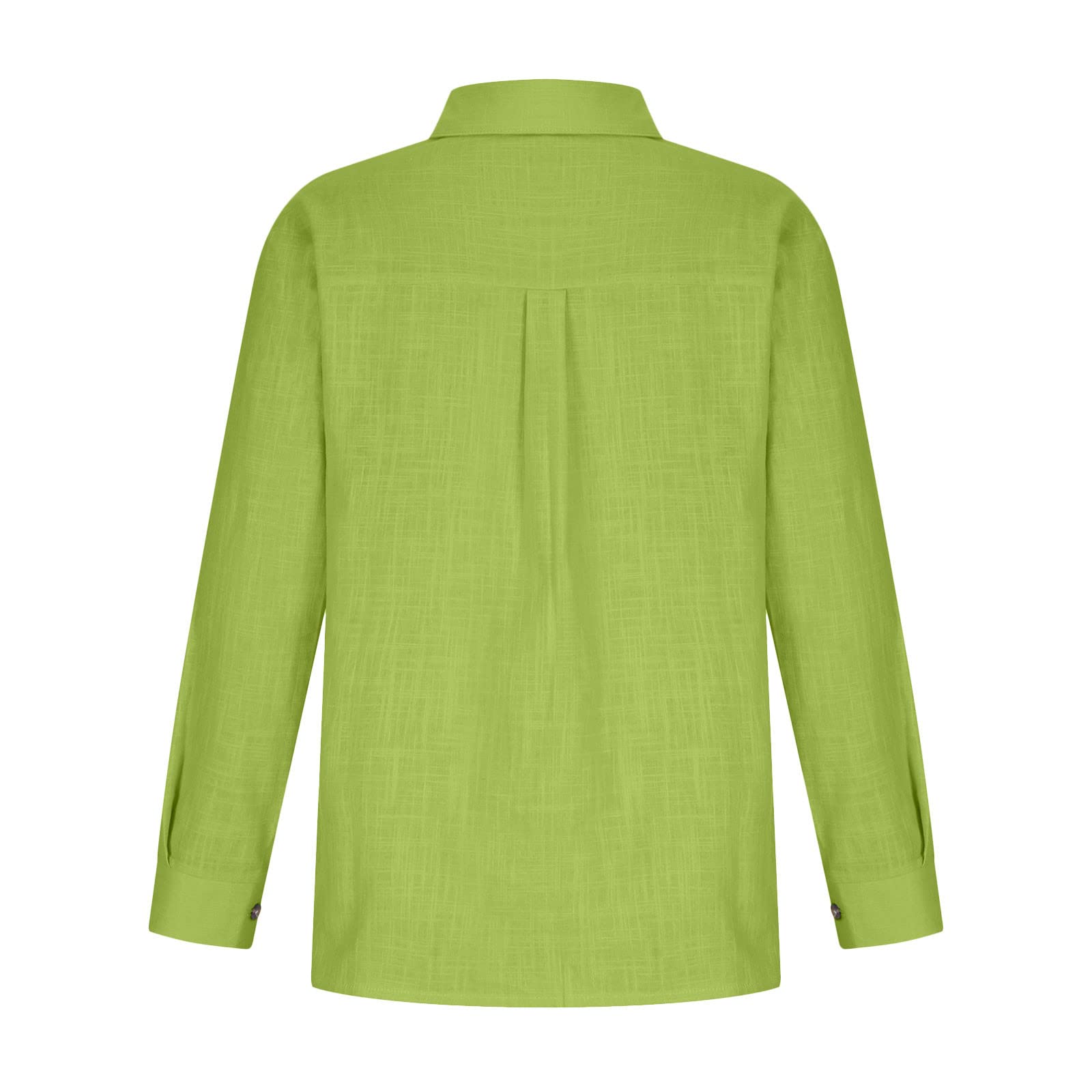Women's Linen Long Sleeve Blouse with Button Lapel - Elegant Work & Casual Slim Fit Cotton Top for Office, Date Night & Spring Outfits