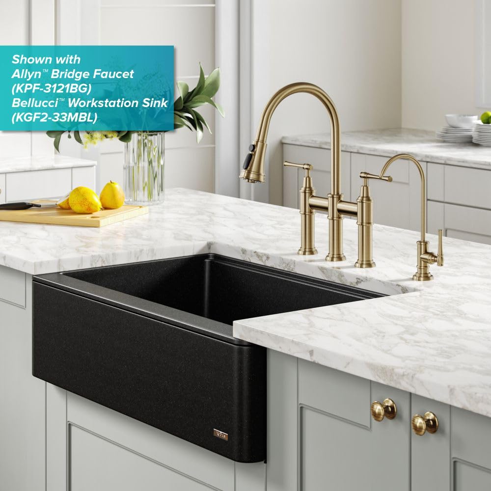KRAUS Allyn 100% Lead-Free Brushed Gold Kitchen Water Filter Faucet - FF-102BG | Perfect for Clean Drinking Water & Modern Kitchen Designs
