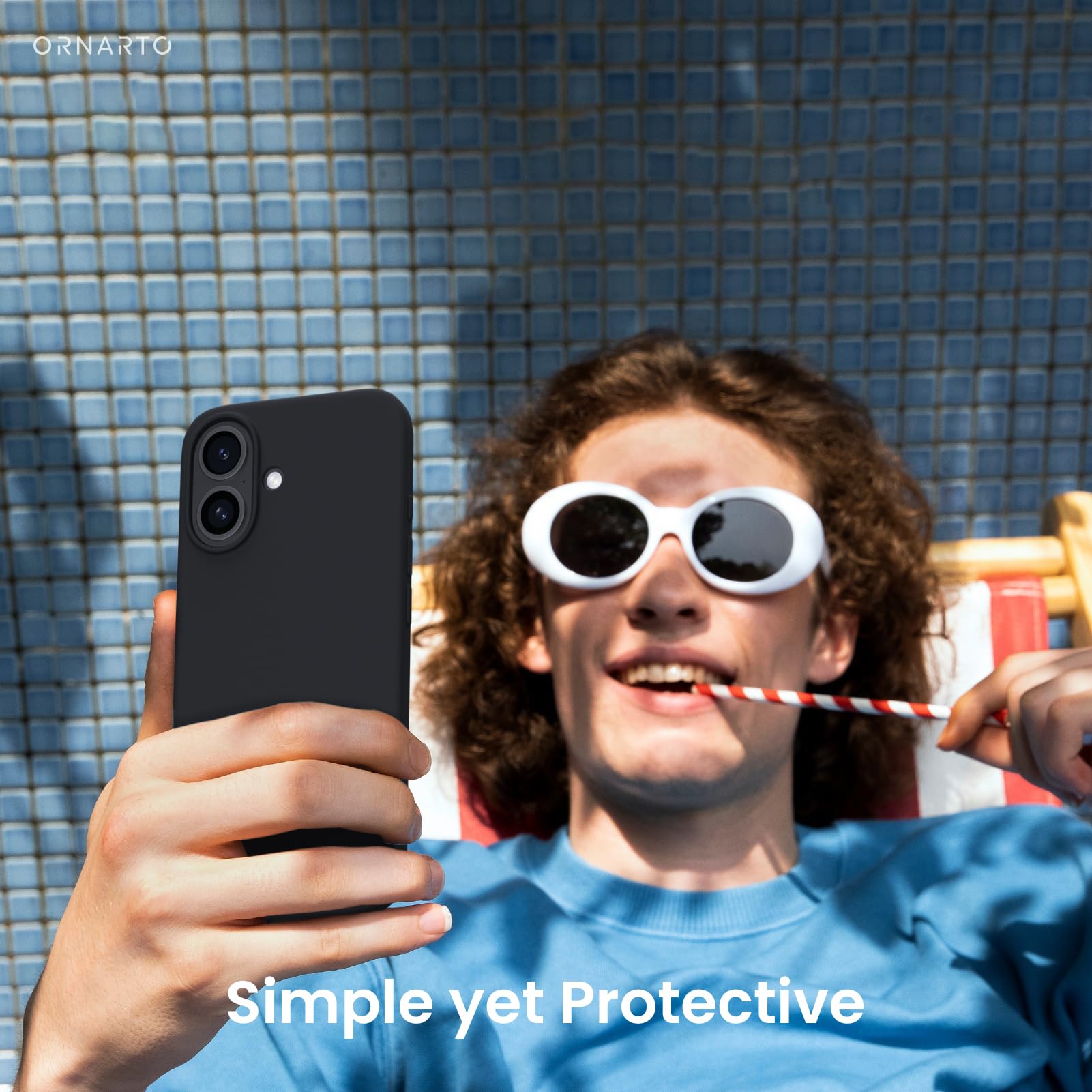 ORNARTO Liquid Silicone Case for iPhone 16 (6.1 Inch) - Ultra Slim & Shockproof Soft Protective Cover - Perfect for Everyday Use, Travel & Outdoor Activities (Black)