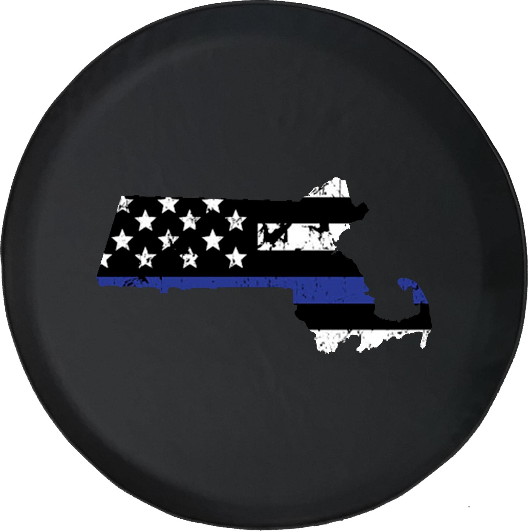29in USA Flag Spare Tire Cover - Police Blue Distressed for Trucks & SUVs