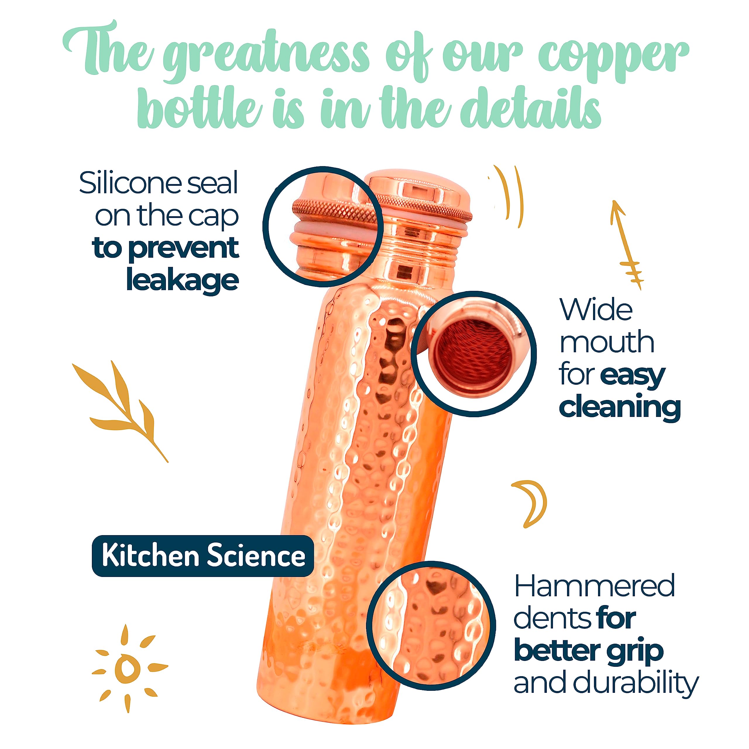 Premium 32oz/950ml Pure Copper Water Bottle with Canvas Carry Bag | 100% Lab-Tested Ayurvedic Copper Bottle for Healthy Drinking | Leak-Proof & Durable Design | Perfect for Yoga, Gym, Hiking & Daily Hydration