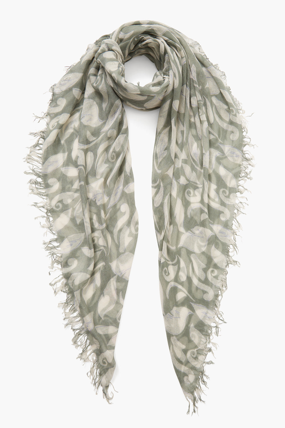 Luxury Cashmere Silk Scarf for Women - Soft Sage Green Ivy Print Wrap Shawl - Perfect for Winter Fashion, Office Wear & Gift Giving