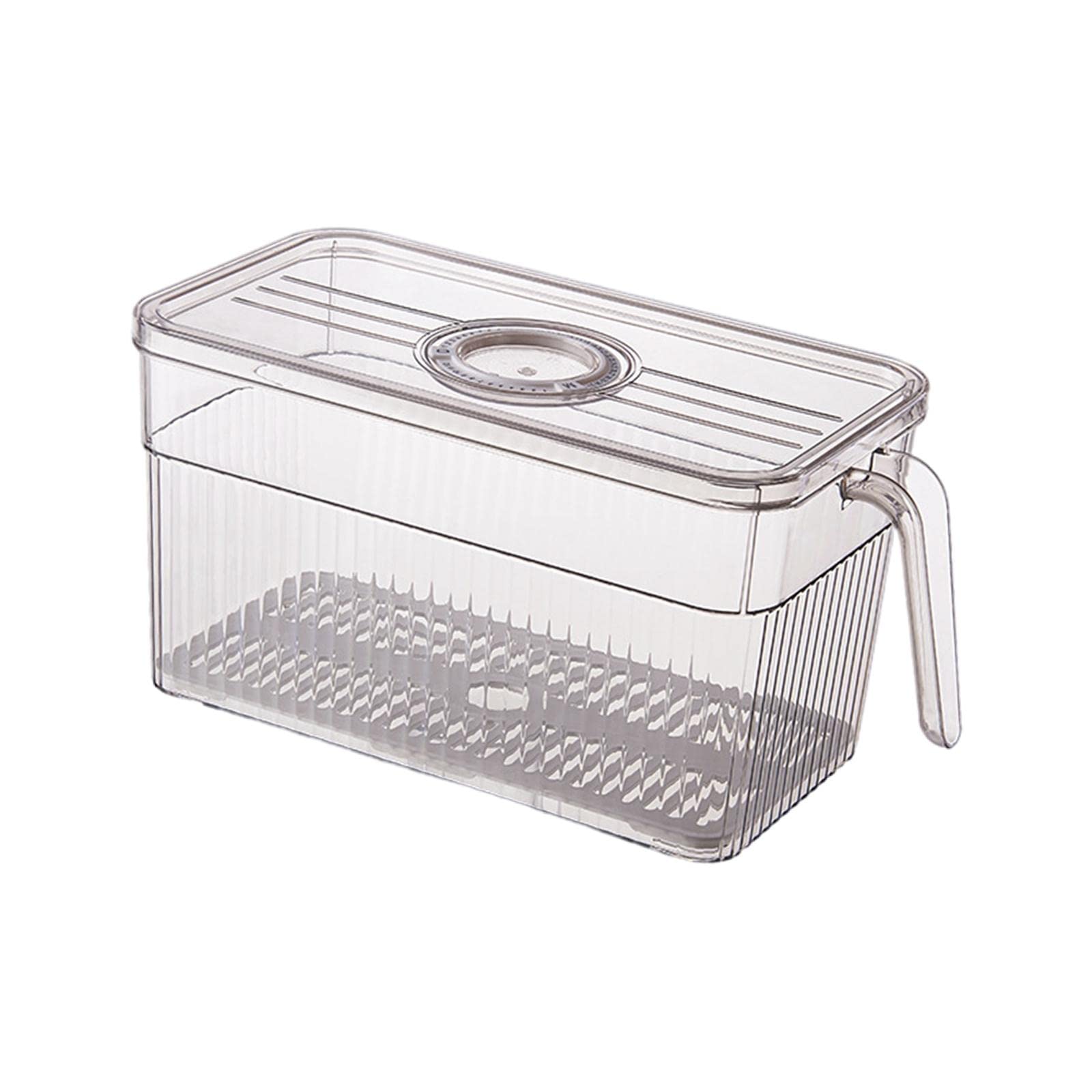 Homyl Airtight Food Storage Container with Lid & Handle - 15x15x30cm Grey Kitchen Organizer for Fruits, Eggs, Vegetables - Perfect for Refrigerator, Pantry & Office Desk Storage