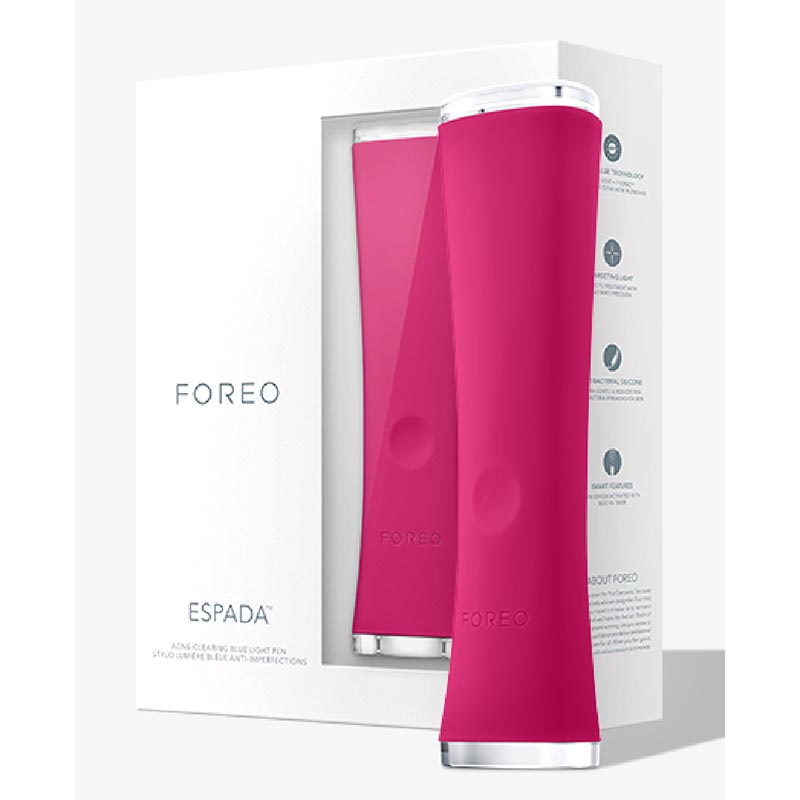 Foreo Espada Magenta Blue Light Acne Treatment Device - FDA Cleared for Acne & Blemish Reduction - Perfect for Daily Skincare Routine & Travel