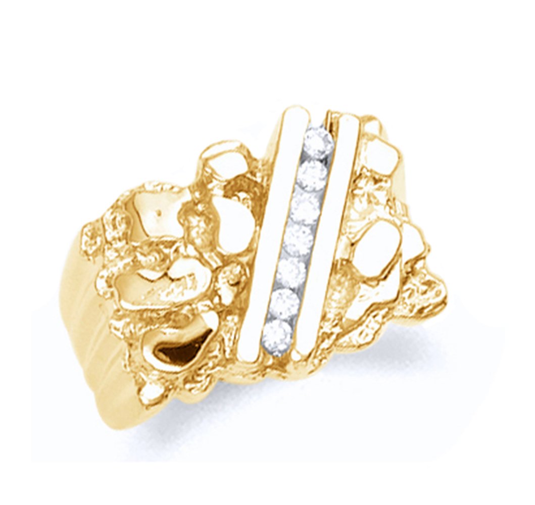 14k Gold Nugget Rings with Cubic Zirconia for Women's Fashion Jewelry