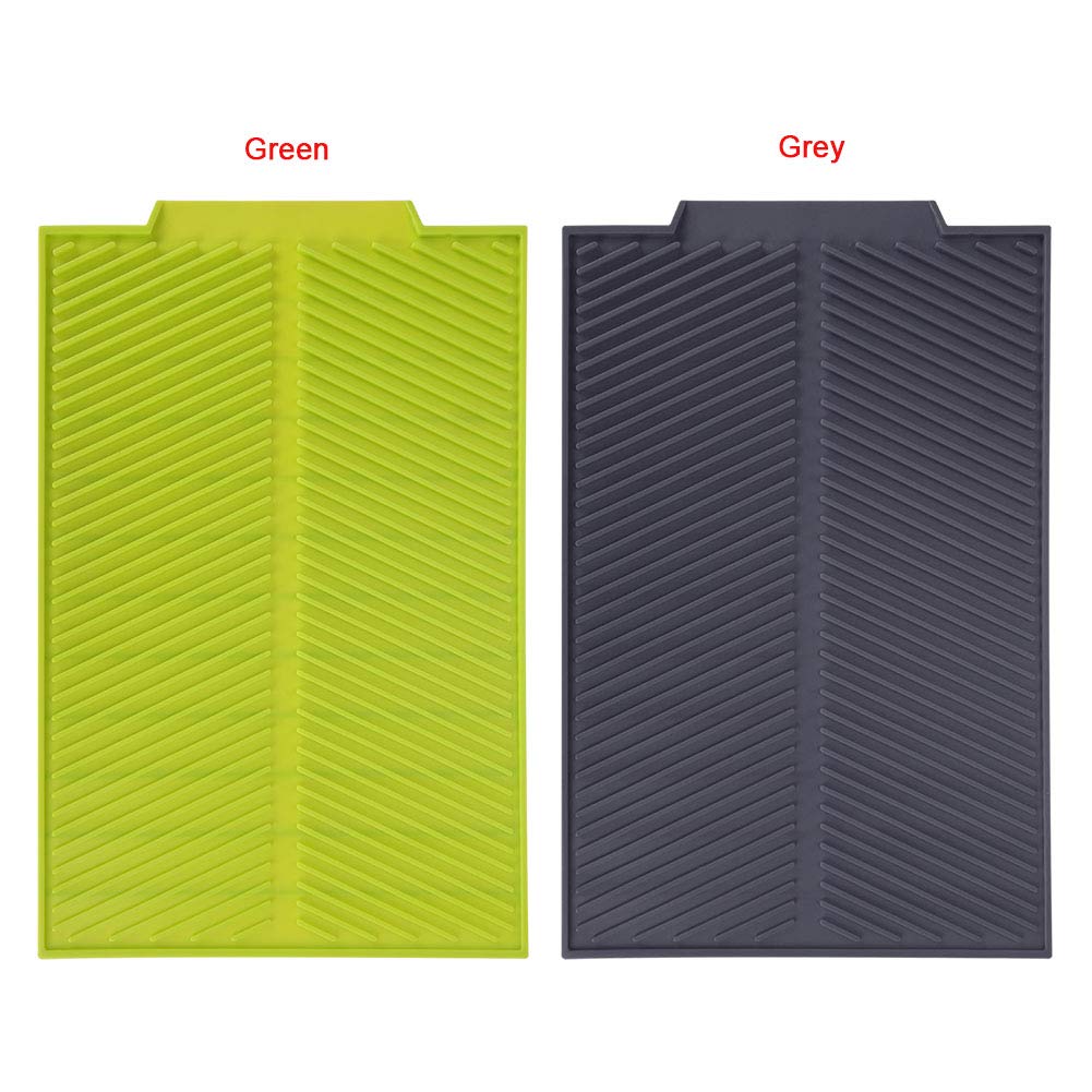 Universal Silicone Drain Mat - Non-Slip, Heat Resistant Dish Drying Rack Pad | Roll-Up Design for Easy Storage | Perfect for Kitchen Sink, Countertop & Dish Drying (Green)