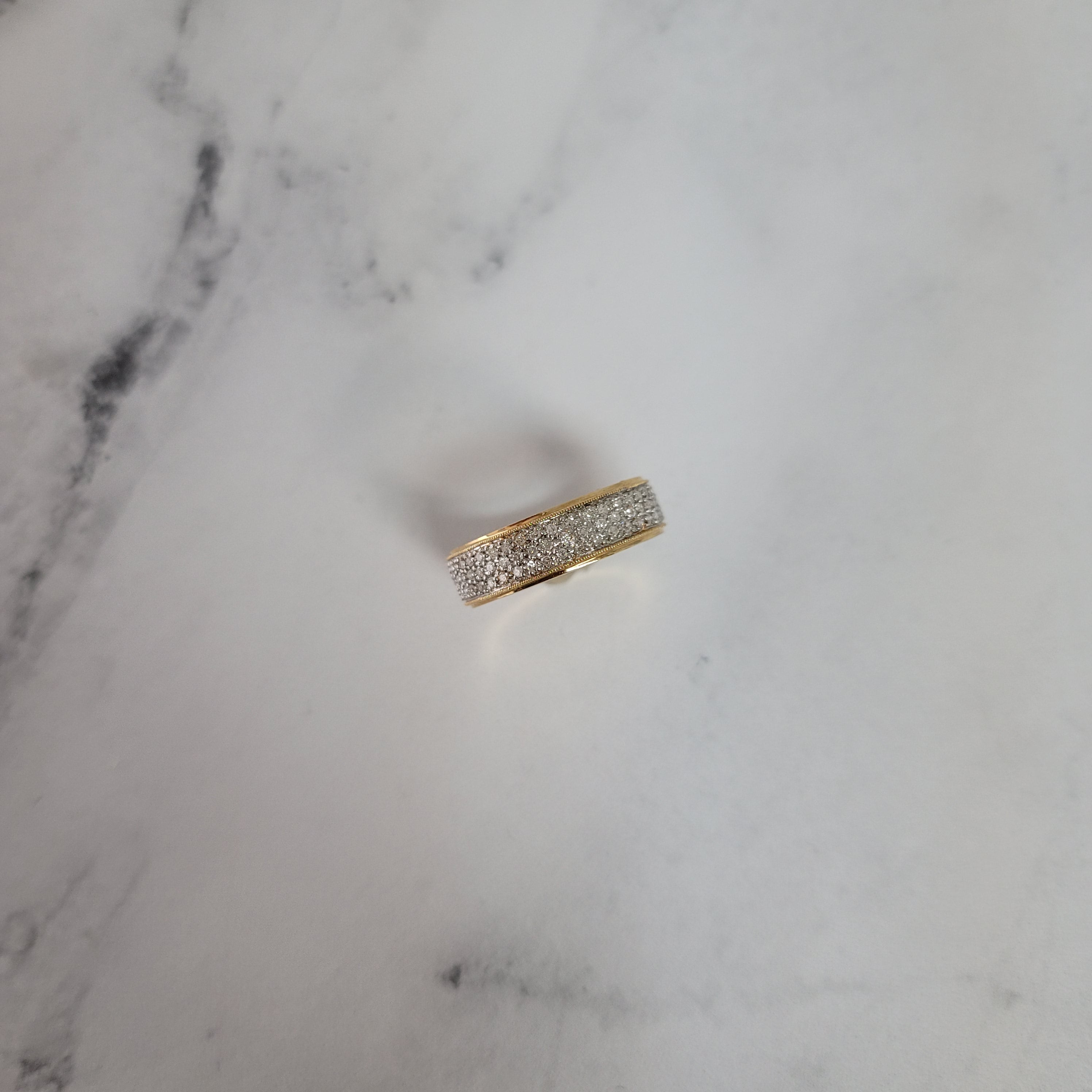14K Two-Tone Gold Eternity Diamond Pave Wedding Band for Women - Perfect Engagement Ring & Anniversary Gift