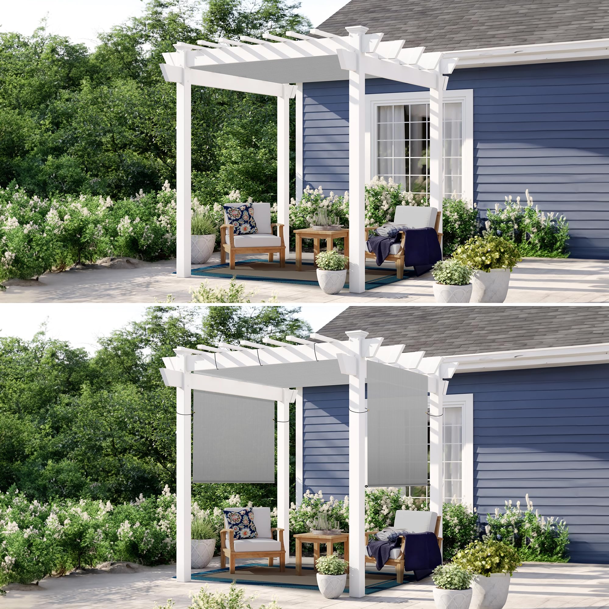 4' x 30' Pergola Canopy Replacement - UV Block Shade Cloth with Grommets & Weighted Rods for Patio, Deck, Backyard