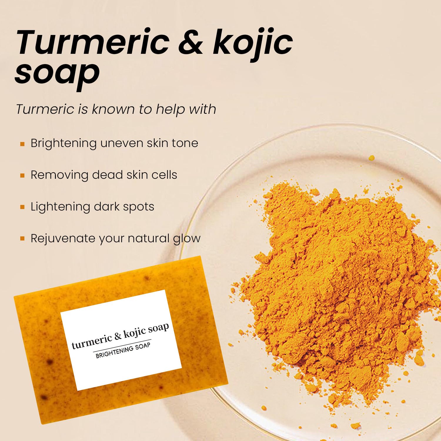 Jibuglow Turmeric & Kojic Acid Soap Bar for Face & Body - Brightening & Even Skin Tone - Natural Glow Soap for Men & Women (2 Pack) - Perfect for Daily Skincare & Acne Treatment
