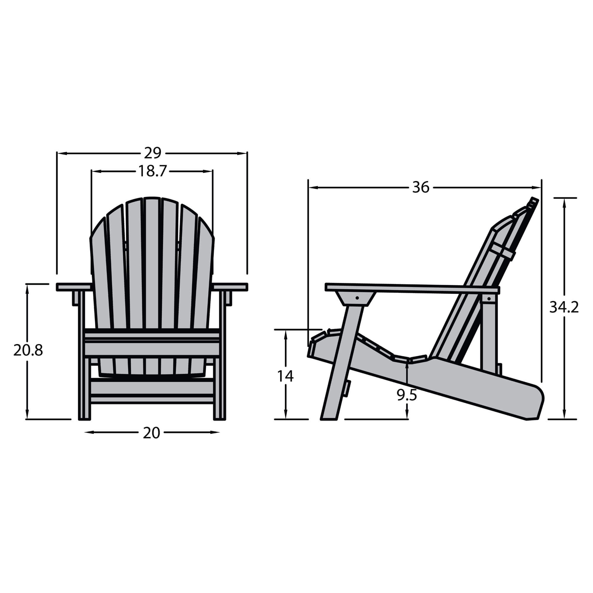 Highwood AD-KITCHL5-FBE Hamilton Folding & Reclining Adirondack Chair with Ottoman and Cup Holder in Federal Blue - Perfect for Patio, Deck, Poolside & Backyard Relaxation