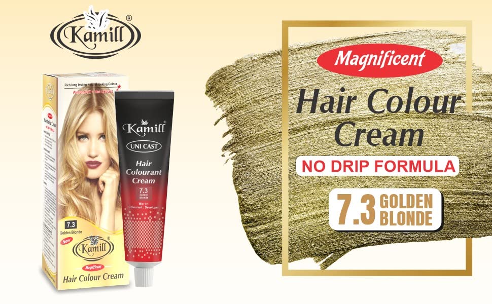 Kamill Golden Blonde 7.3 Ammonia-Free Hair Color Cream for Men & Women - Gentle Permanent Hair Dye for Natural-Looking Highlights at Home