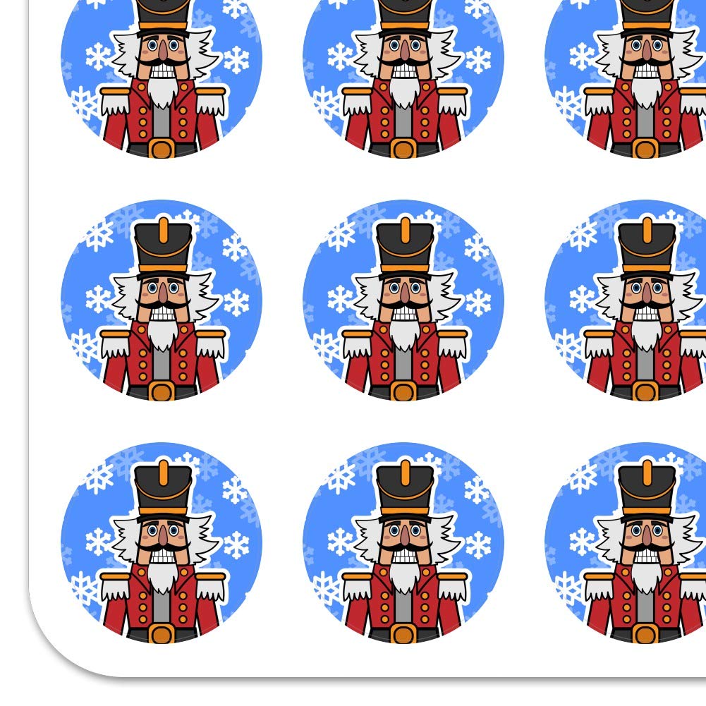1 Inch Grinning Nutcracker Soldier with Snowflakes Clear Stickers for Planner, Calendar, Scrapbooking & DIY Crafts - Perfect for Holiday Decorations, Gift Wrapping and Journaling