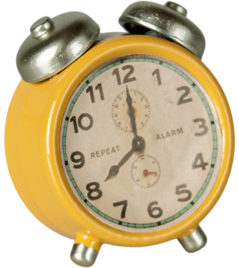 Maileg Yellow Mouse Alarm Clock - Cute & Functional Bedroom Decor for Kids & Adults | Perfect for Morning Wake-Up & Nursery Room