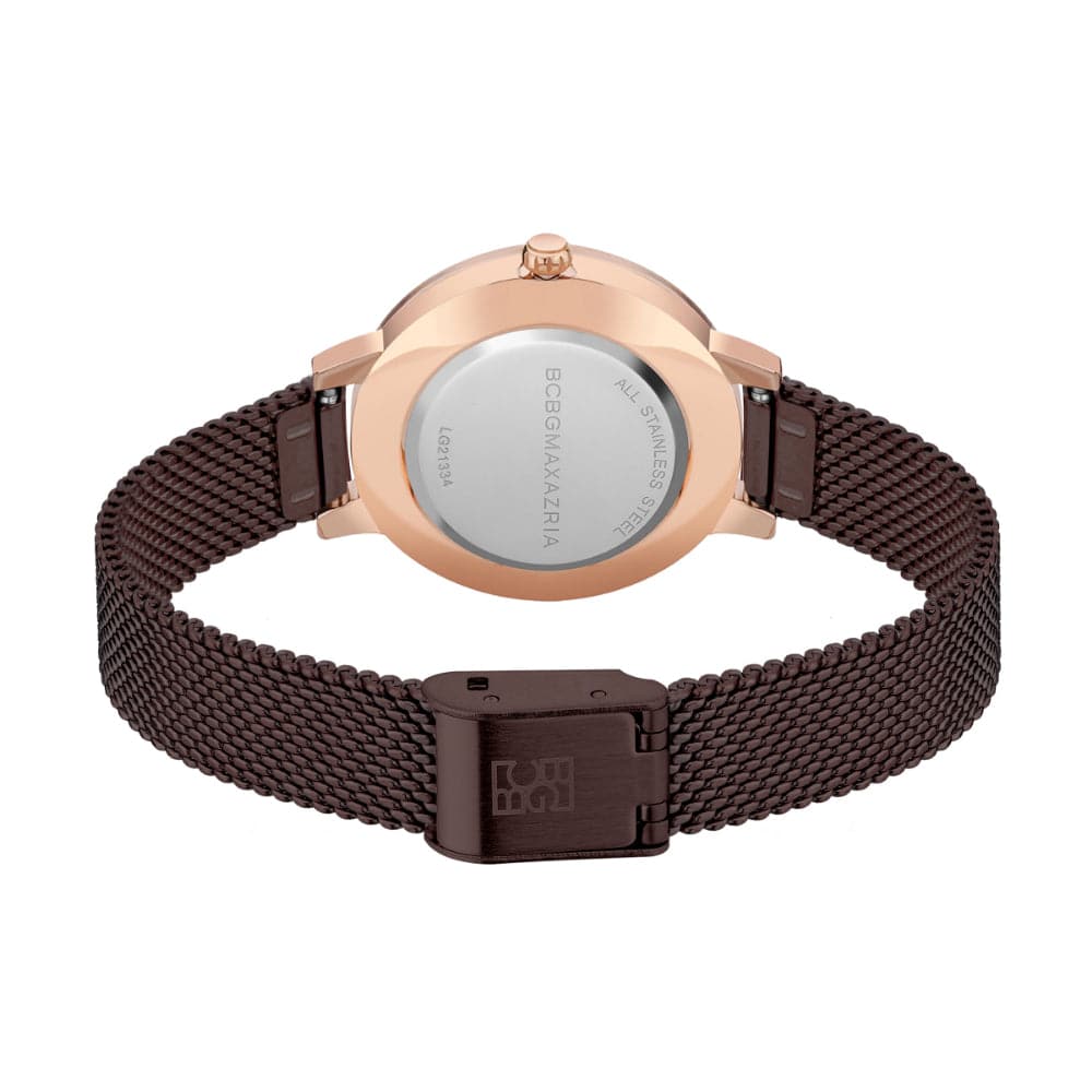 BCBGMAXAZRIA BAWLG2133402 Women's Brown Mesh Strap Watch - Elegant Fashion Accessory for Everyday Wear & Special Occasions