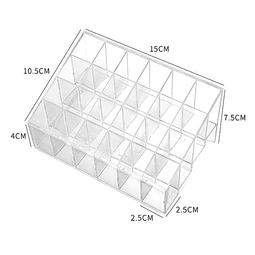 POPSHY 24-Slot Acrylic Lipstick Organizer - Clear Makeup Storage Box for Lipsticks, Cosmetics & Beauty Products - Perfect for Vanity, Dressing Table & Bathroom Organization