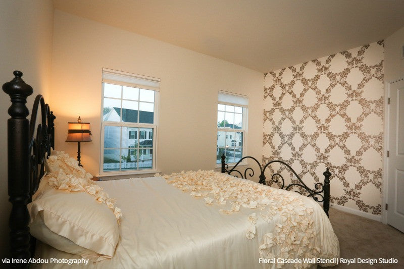 Floral Damask Wall Stencil for DIY Home Decor - Reusable Painting Template for Living Room, Bedroom, and Nursery Decoration