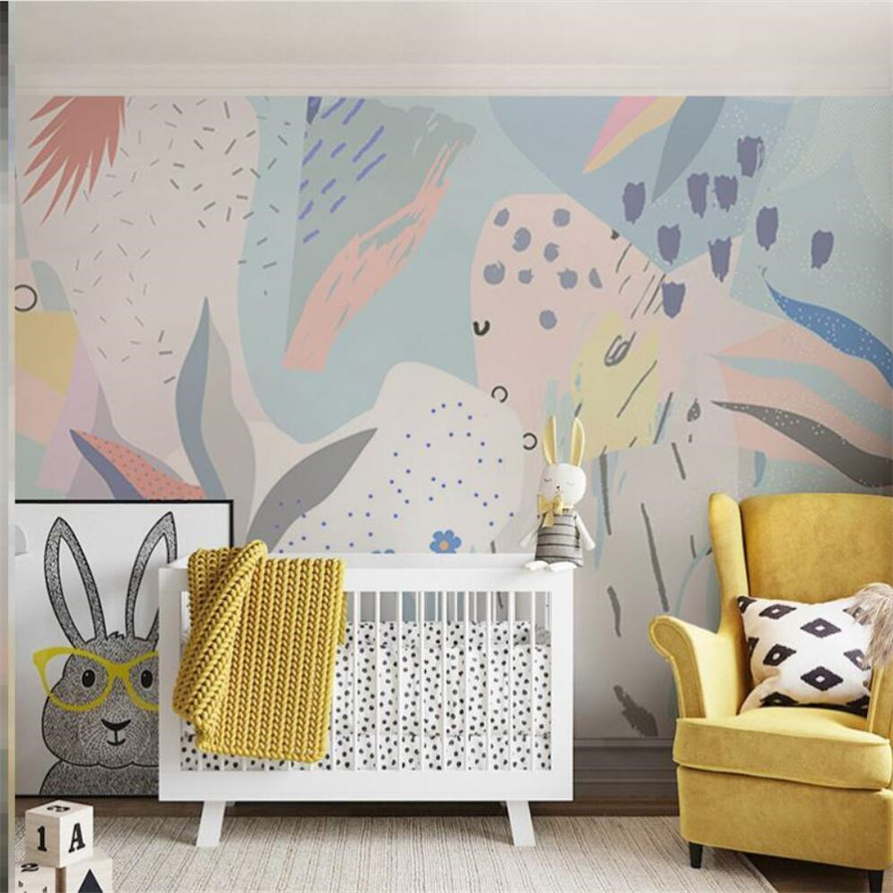 Whimsical Pastel Flowers Nursery Wallpaper - Soft Pink & Blue Floral Peel and Stick Wallpaper for Baby Girls Room, Kids Bedroom Decor, Easy to Install Removable Wallpaper - Perfect for Nursery, Playroom & Toddler Bedroom