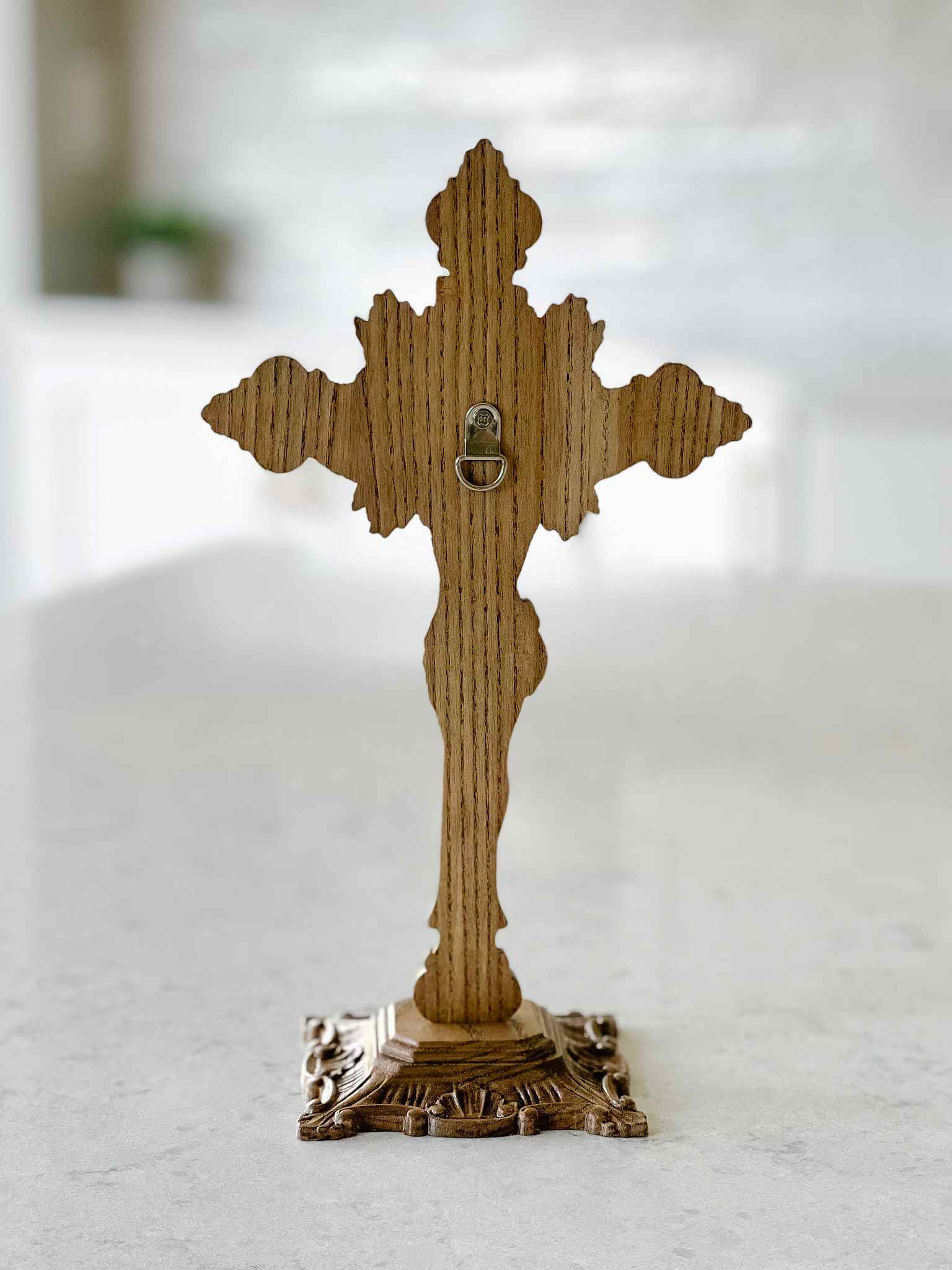 Hand-Carved Wooden Crucifix with Display Base - Perfect for Home Altar, Church Decor, and Religious Gifts