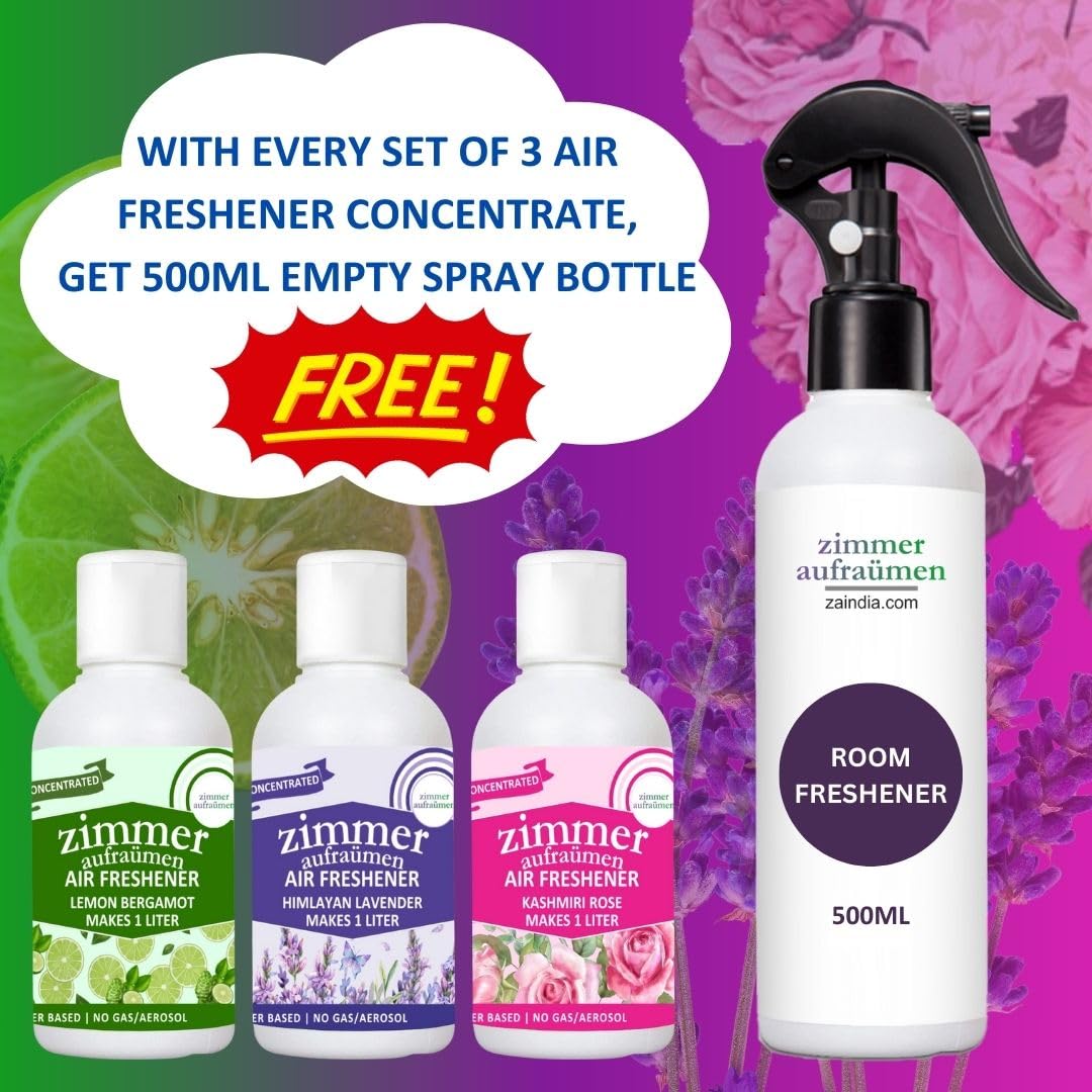 Natural Essential Oil Air Freshener Concentrate (Lavender Rose Lemon) - Makes 3L Refill with Reusable Spray Bottle | Chemical-Free Home Fragrance for Bedroom, Living Room, Bathroom & Car | Aromatherapy & Odor Elimination Solution