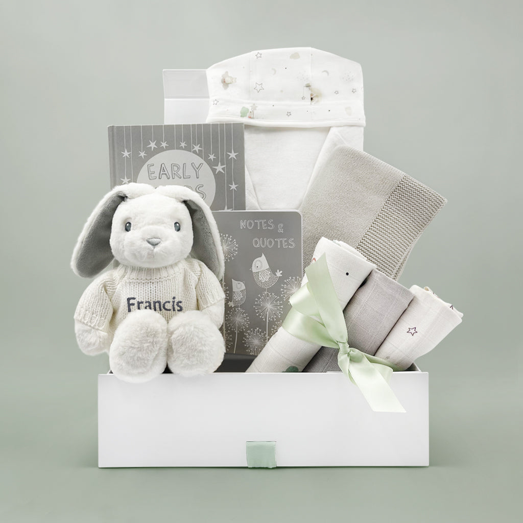 Little Love Early Years Baby Hamper Gift Set - Soft Grey Nursery Storage Basket for Newborn Essentials | Perfect for Baby Showers, Christenings & Nursery Organization