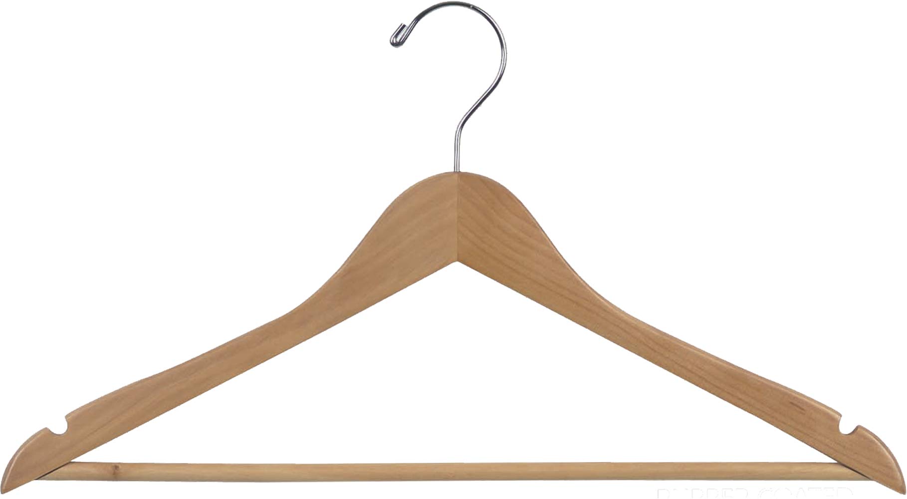 Premium Rubberized Wooden Suit Hangers - 17 Inch Natural Finish with Solid Wood Bar & Chrome Hook (Set of 50) - Ideal for Closet Organization, Dry Cleaning, and Luxury Garment Storage by The Great American Hanger Company