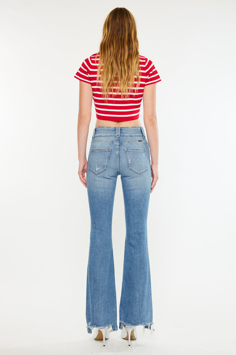 Giselle High Rise Flare Jeans for Women - Vintage 70s Inspired Stretch Denim Pants - Perfect for Casual Outfits, Date Nights & Boho Style