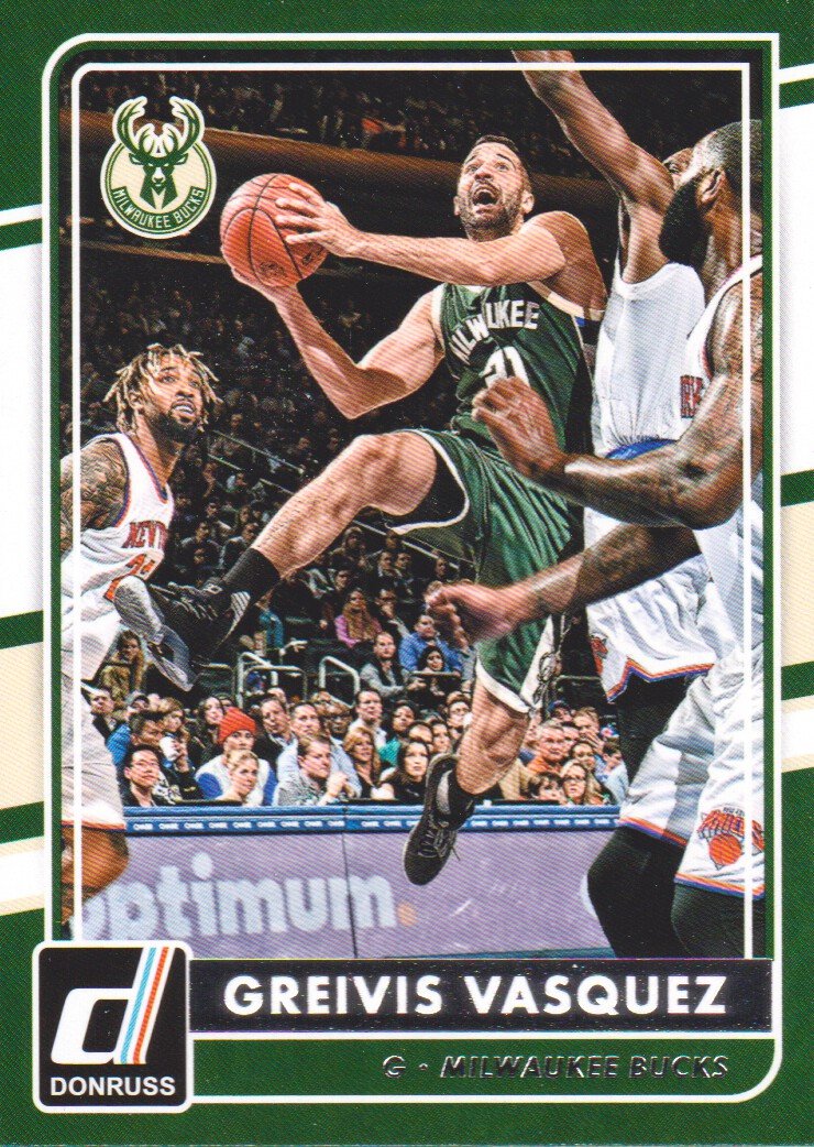 2015-16 Donruss Basketball Card #166 Greivis Vasquez Milwaukee Bucks - Collectible NBA Trading Card for Fans & Memorabilia Enthusiasts