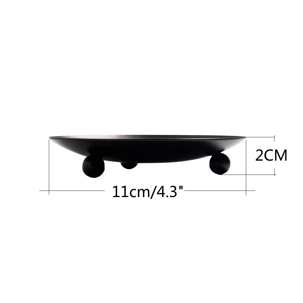 Black Iron Plate Candle Holder Set of 2 - 4.37