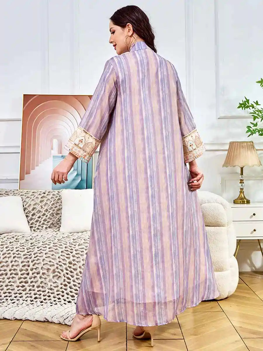 Elegant Eid Sequins Embroidered Caftan Dress for Women - Perfect for Parties, Weddings & Special Occasions