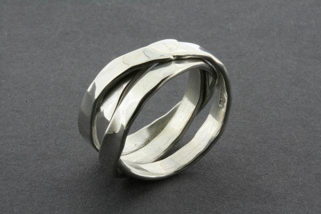 3 Strand Hammered Sterling Silver Knot Ring - Elegant Stackable Jewelry for Women, Perfect for Everyday Wear, Gifts & Special Occasions