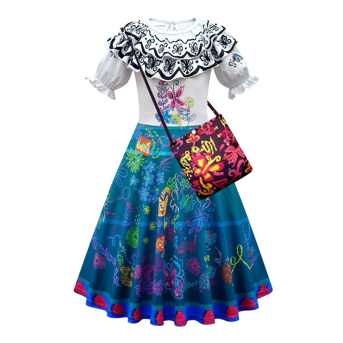 **Mirabel Costume for Girls - Kids Mirabel Dress Halloween Cosplay Outfit with Wig | Disney Encanto Inspired Dress-Up for Parties & Role Play**