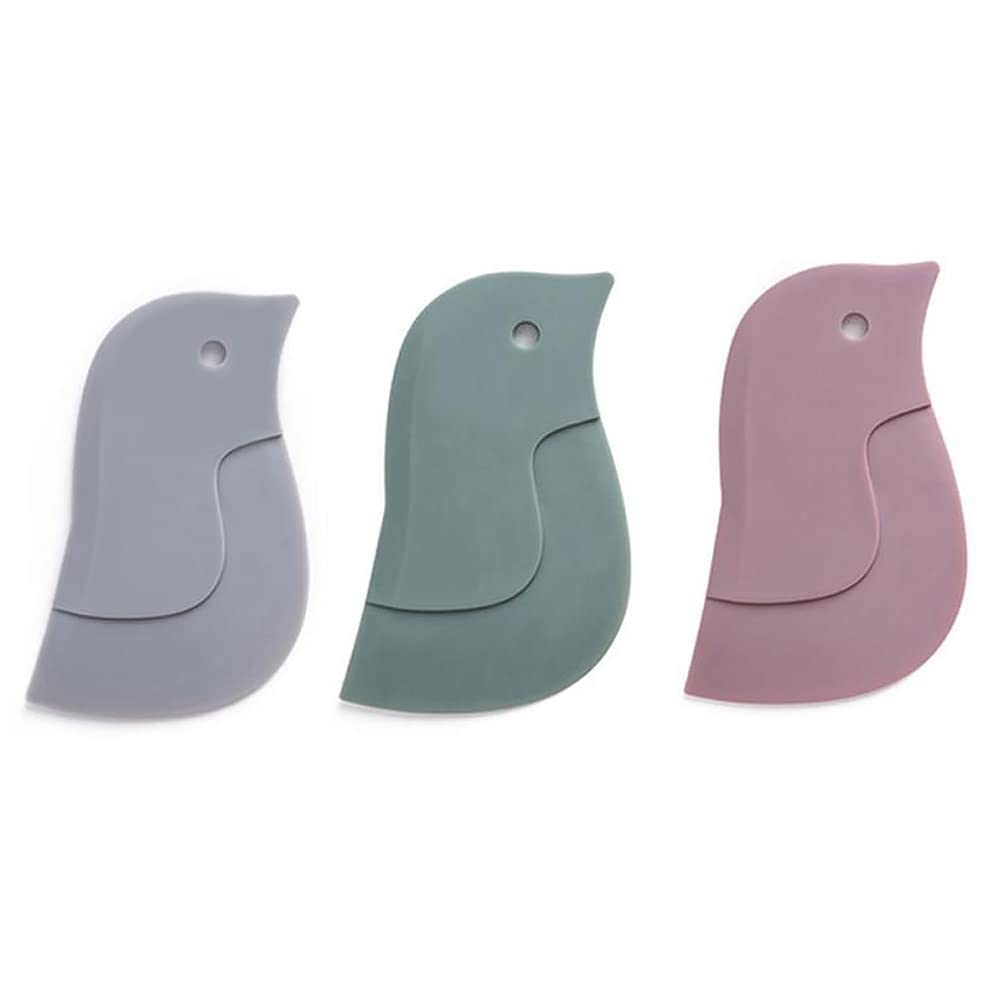 3PCS Silicone Pan Scraper Set - Penguin-Shaped Kitchen Scraper for Non-Stick Pans, Bowls & Baking Dishes - Safe Cleaning Tool for Pots, Plates & Cookware - Perfect for Baking, Cooking & Dishwashing