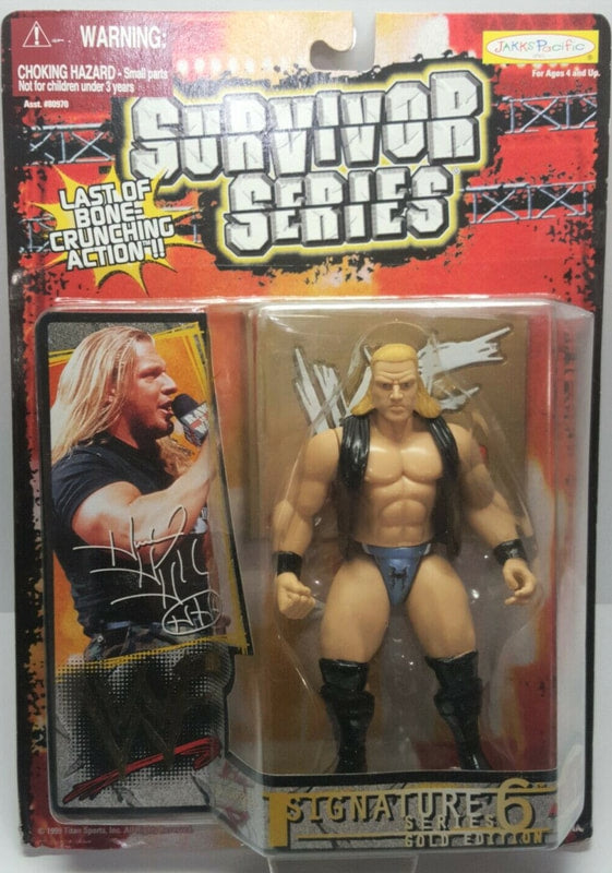 1999 WWF Jakks Pacific Signature Series 6 Gold Edition Triple H Action Figure - Collectible Wrestling Toy for Display & Play