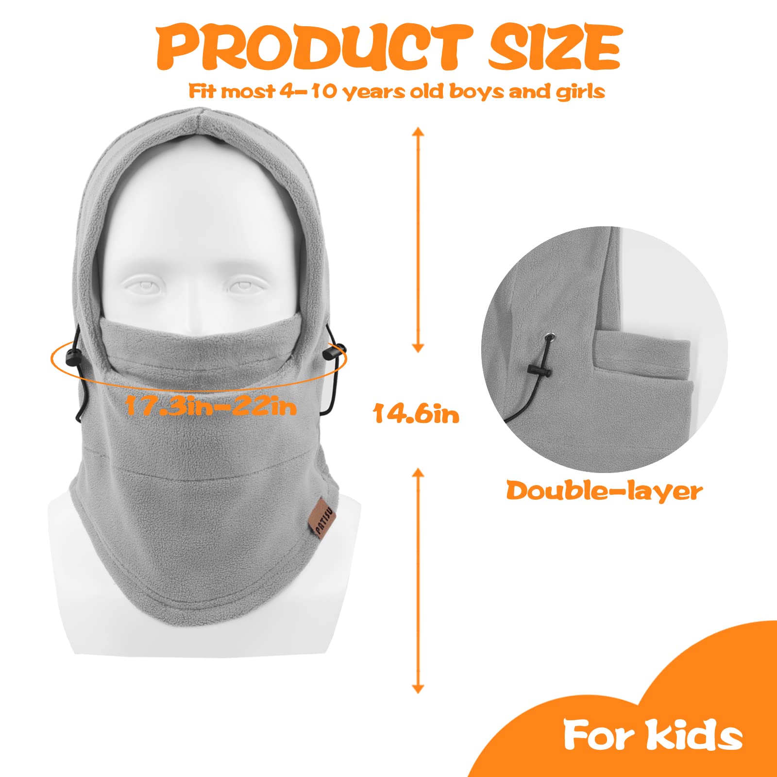 Kids Balaclava Windproof Ski Mask - Winter Face Mask & Neck Warmer for Boys & Girls - Cold Weather Hood for Skiing, Snowboarding & Outdoor Activities