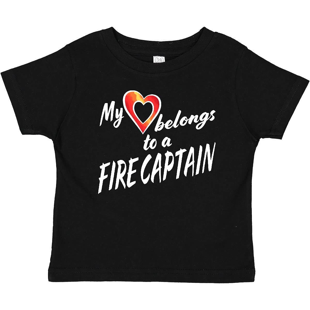 Fire Captain Love Red Heart Baby T-Shirt - Cute Infant Apparel for Firefighter Families & First Responder Support