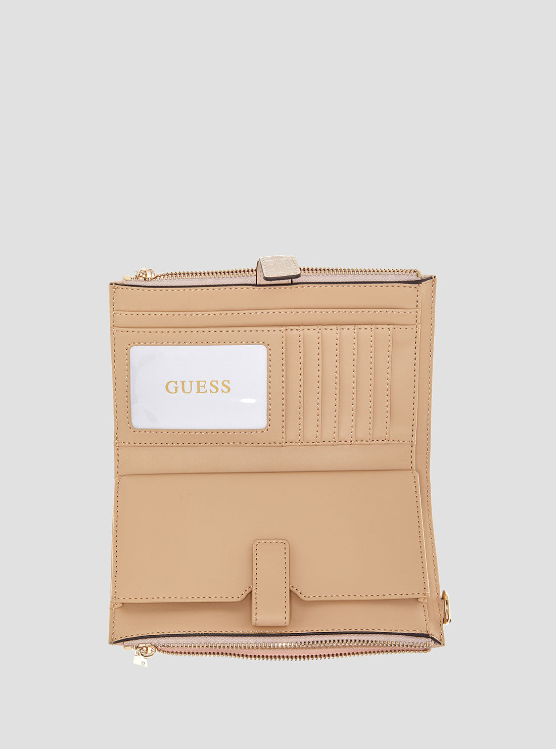 Beige Laurel Organizer Wallet for Women - Slim RFID Blocking Leather Card Holder with Multiple Pockets - Perfect for Travel, Business & Everyday Use