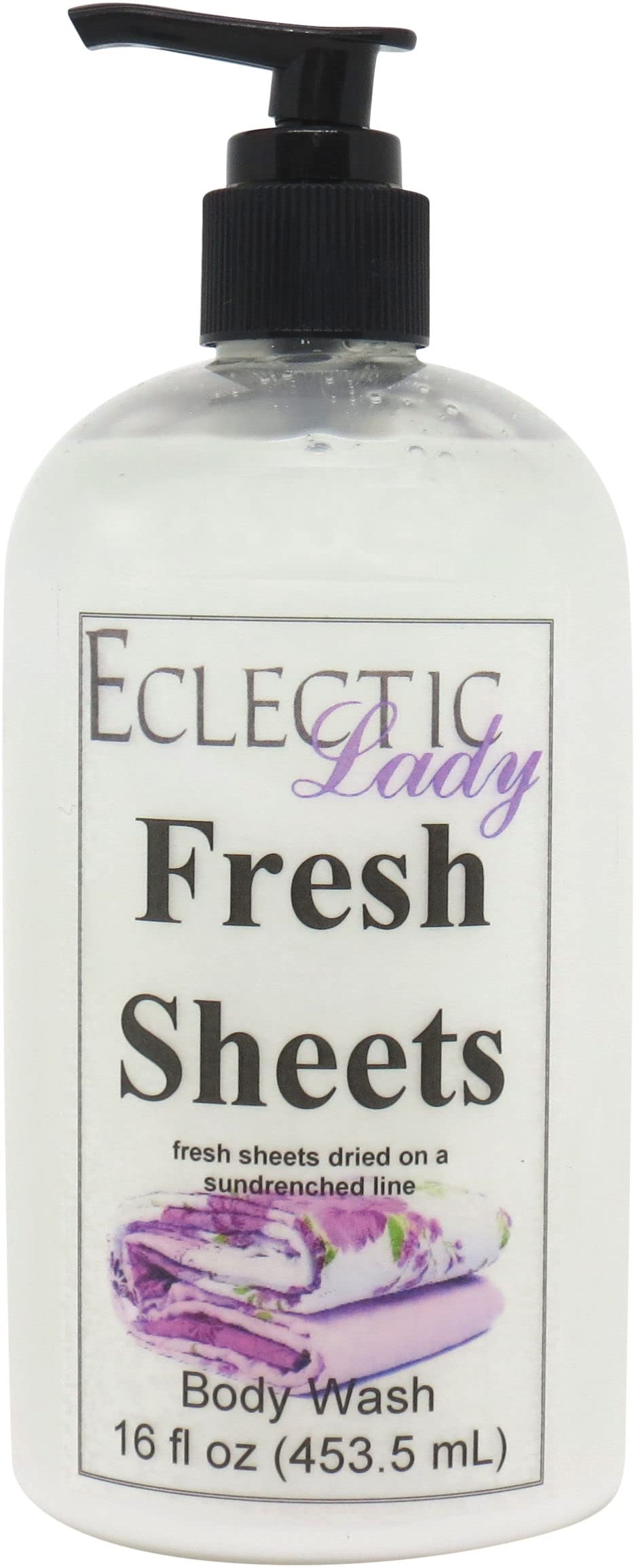 Eclectic Lady Liquid Pearl Body Wash - Fresh Sheets Scent 3-in-1 Bubble Bath, Hand Soap & Body Wash | Phthalate-Free, Handcrafted in USA (16 oz) | Perfect for Spa Days, Relaxing Baths & Gift Giving